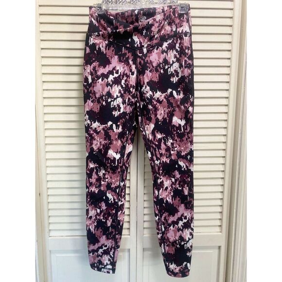 Athletic Works Burgundy/Black Abstract Leggings‎ Women's Size Small Ankle - Picture 1 of 4